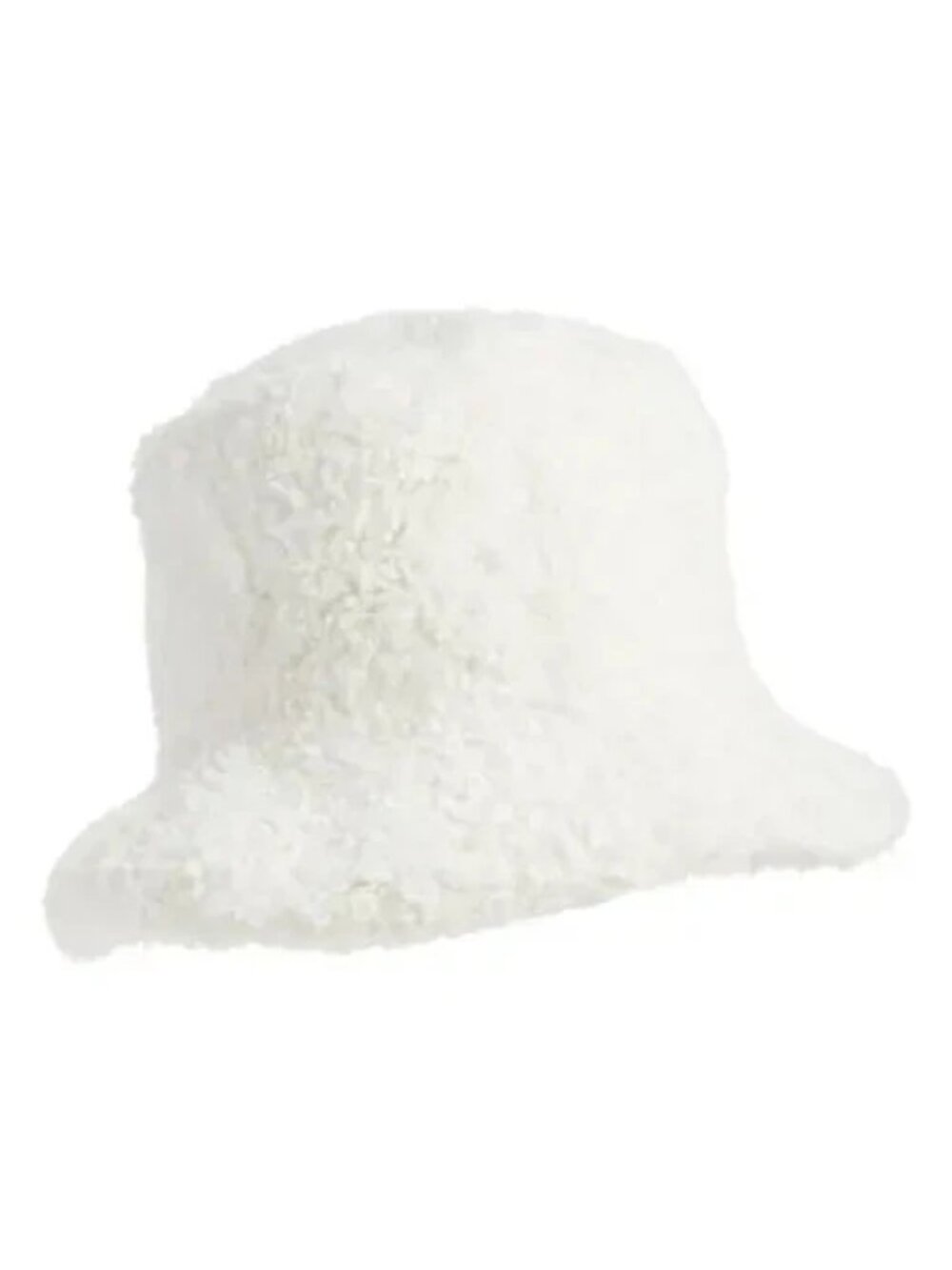 NWT Open Edit Faux Shearling Bucket Hat in Off White; One Size